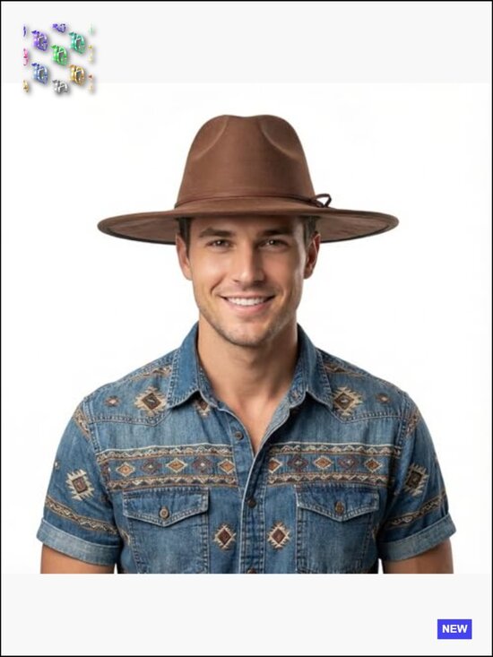 Classic Wide Brim Fedora Hat Adjustable Suede Western Jazz Cap Unisex
